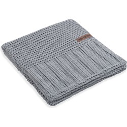 Knit Factory Vinz Gebreid Plaid - Woondeken - Kleed - Licht Grijs - 160x130 cm