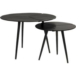 Bijzettafel Rond - Aluminium Zwart - Set Van 2 - 60x60x41cm