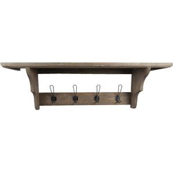 Clayre & Eef Wandkapstok 4 Haken Bruin Hout