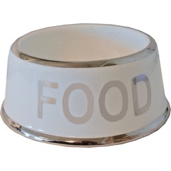 Hondeneetbak wit/zilver Food 18 cm