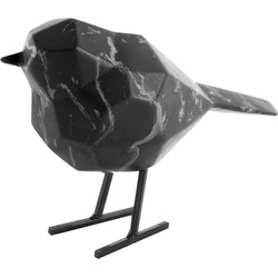 Ornament Bird - Marmerprint Zwart - 7,5x17x13,5cm