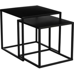 Set van 2x plantenstandaards Goa vierkant metaal zwart 29/33 cm - Planten onderzetter