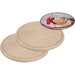 2x Houten serveerplankjes rond 28 cm - Serveerplanken