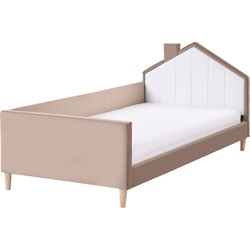 KERVAN - Eenpersoonsbed - Lichtbruin - 90 x 200 cm - Fluweel