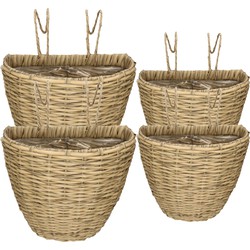 Set van 4x stuks balkonmanden/plantenmanden/plantenbakken lichtbruin rotan 42 en 38 cm - Plantenbakken