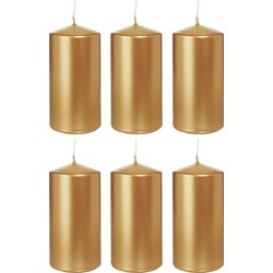 6x Kaarsen goud 6 x 12 cm 40 branduren sfeerkaarsen - Stompkaarsen