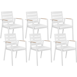 TAVIANO  - Tuinstoel set van 6 - Wit - Aluminium