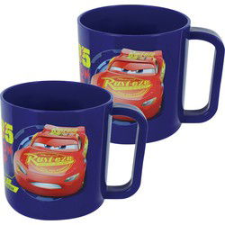 Disney Cars drinkbeker/mok - 2x - Disney Cars kunststof - 350 ml - Kinderservies