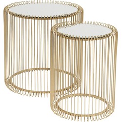 Kare Bijzettafel Wire Brass Set van 2