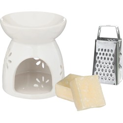 Amberblokjes/geurblokjes cadeauset - cashmere - inclusief geurbrander en mini rasp - Geurbranders