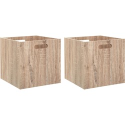 5Five Opberg/kast mand - 2x - lichtbruin - MDF hout - 29L - 31 x 31 x 31 cm - Opbergkisten