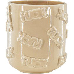 Pot - 'FUCK' - Ceramics - Beige  -17,5x17,5x17,5cm