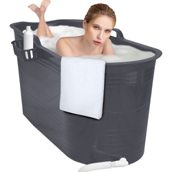 Zitbad Mira - Bath Bucket XL - Inclusief badrek - 400L - Ligbad 122 cm - Donkergrijs