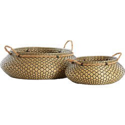 Light & Living - Mand TOMAZ - Ø59x27cm - Bruin - Set van 2