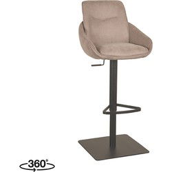 LABEL51 Barkruk Beauty - Taupe - Micro Suede - Zithoogte 56-82