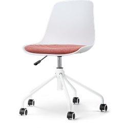 Nout-Liv bureaustoel wit met terracotta rood zitkussen - wit onderstel