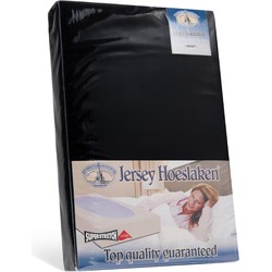 H&D Hoeslaken - 100% Jersey Katoen - 180x200 cm - Tot 35cm matrasdikte - 220 g/m² - Zwart