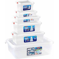 Set van 15x stuks diepvries vershoudbakjes met stevige deksel in 6x verschillende formaten - Vershoudbakjes