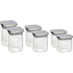 Set van 6x keuken voedsel opslag voorraadpotten glas in 3 formaten - Voorraadpot