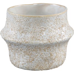 PTMD Ivery Off White glazed ceramic pot with border L
