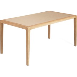 Kave Home - Betere tafel in beige polybeton en massief acaciahout 160 x 90 cm FSC 100%