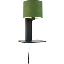 Wandlamp Andes - Bamboe Zwart/Groen - 19x24x36cm