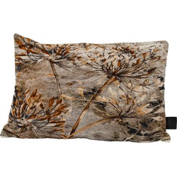 PTMD Gerino Grey cotton velvet cushion dried flowers L