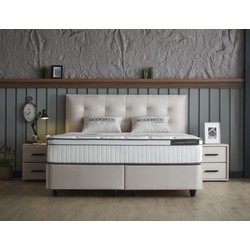 Boxspring Skybedd Birdybedd 140x200 Beige met Opbergruimte