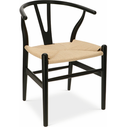 Wishbone Eetkamerstoel - Wishbone Stoel - Houten eetkamerstoelen - Scandi eetkamer Stoelen - Zwart, Naturel