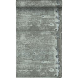 Origin Wallcoverings behang grote verweerde roestige metalen platen met klinknagels licht lagunegroen - 53 cm x 10,05 m - 337228