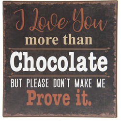 Clayre & Eef Tekstbord  25x25 cm Zwart Ijzer Vierkant Love Chocolate Wandbord