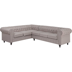 CHESTERFIELD - Chesterfield hoekbank - Beige - Rechts - Polyester