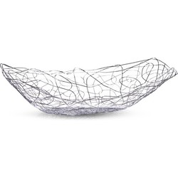 Fruitschaal/fruitmand rechthoekig zilver metaal 33 x 19 cm - Fruitschalen