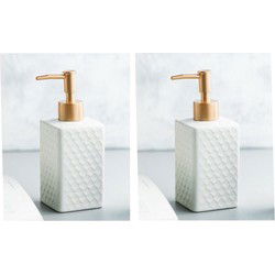 Zeepdispenser Zeeppompje Keramiek Wit 350ml set van 2 stuks