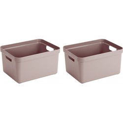 Sunware Opbergbox Sigma - 2x - kunststof - roze - 13 liter - Opbergbox