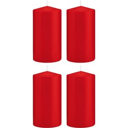4x Kaarsen rood 8 x 15 cm 69 branduren sfeerkaarsen - Stompkaarsen