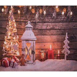 Clayre & Eef Kerst Achtergronddoek 180x210 cm Bruin Stof Kerstboom