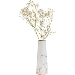 QUVIO Zeshoekige vaas, keramiek - Wit met goud marble look - S