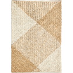 Kave Home - Geruite Maelan-vloerkleed van natuurlijke jute en katoen naturel geruit vloerkleed 160 x 2