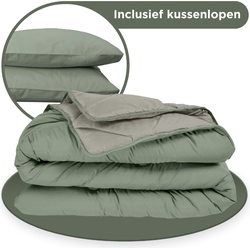 Zavelo Easy - Dekbed zonder Overtrek met Kussenslopen - Groen/Khaki-Lits-Jumeaux (240x200 cm)