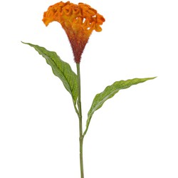 Hanenkam 1 bloem h60 cm oranje kunstbloem zijde nepbloem