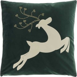 Unique Living | Kussen Reindeer 45x45cm dark green | Kussen woonkamer of slaapkamer