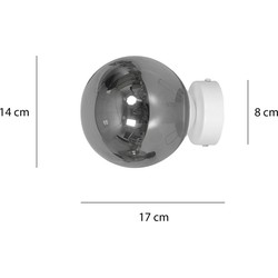 Stevns witte wandlamp bol in gefumeerd glas 1x E14