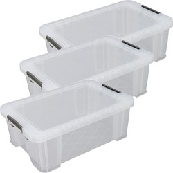 Allstore Opbergbox 15 liter transparant 3x stuks kunststof 47 x 30 x 17 cm - Opbergbox