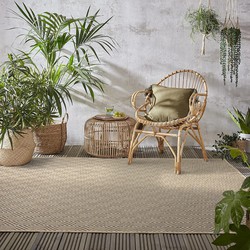 Jute Look Buitenkleed - Ceres Geruit Naturel / Zwart - 160 X 230 CM