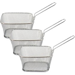 Set van 6x stuks patat/snack serveermandje/frituurmandje van ijzer 23 cm - Serveerschalen