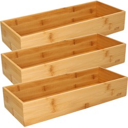 5Five keuken organizer - 3x - Tidy Smart - bamboe - 38 x 15 x 7cm - Bestekbakken
