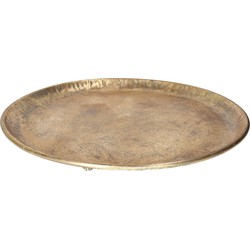 HBX Natural Living Kaarsenbord/decoratie dienblad - goud - metaal - D43 x H4 cm - tafeldecoratie schaal - Kaarsenplateaus