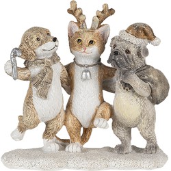 Clayre & Eef Beeld Dieren 13x5x12 cm Grijs Beige Polyresin Dieren Kerstdecoratie