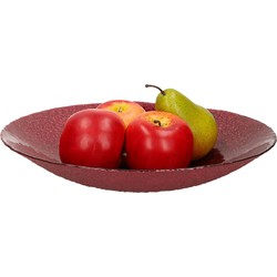 Decoratie schaal/fruitschaal van glas rood rond D30 x H6 cm - Fruitschalen